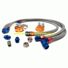 Universal Billet Oil Cooler / Filter Relocation Kit with Pipes